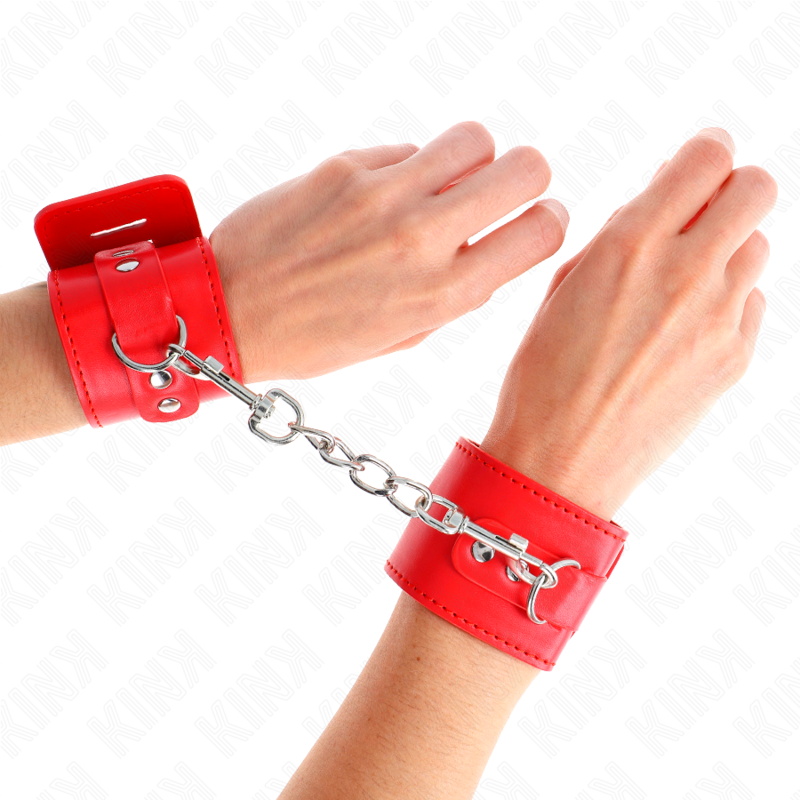 KINK - CINTURE DA POLSO CON CHIUSURA A LUCCHETTO ROSSE REGOLABILI 16-23 CM X 5,5 CM