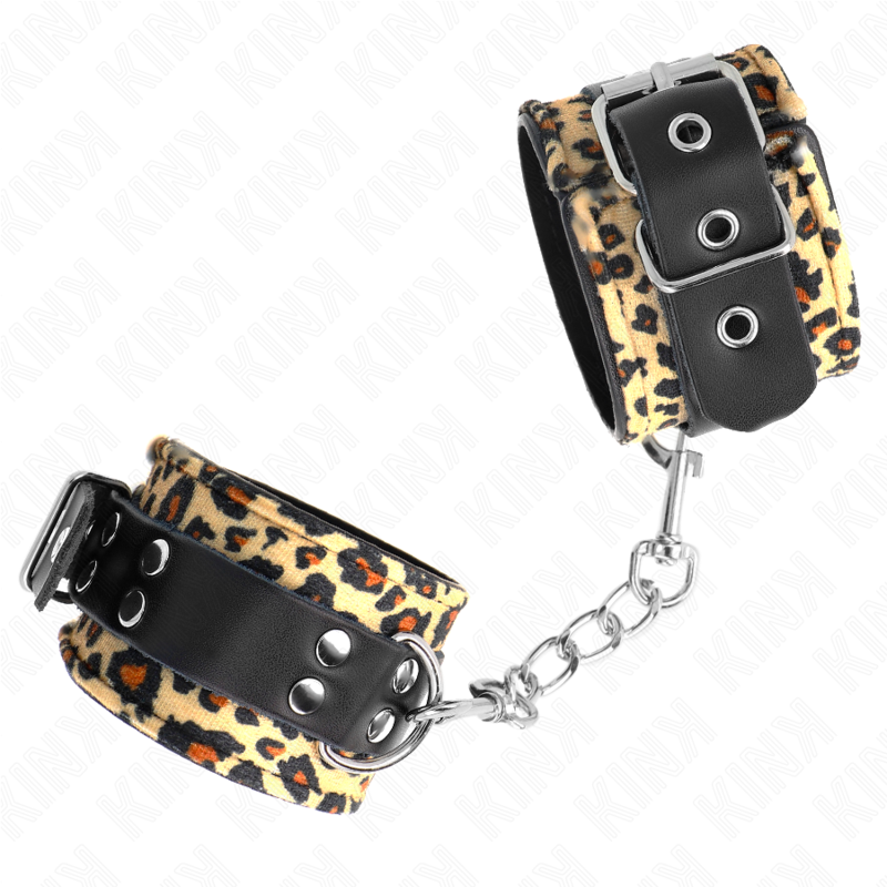 KINK - CINTURA DA POLSO IN VERA PELLE LEOPARDATA REGOLABILE 18-29 CM X 5,5 CM