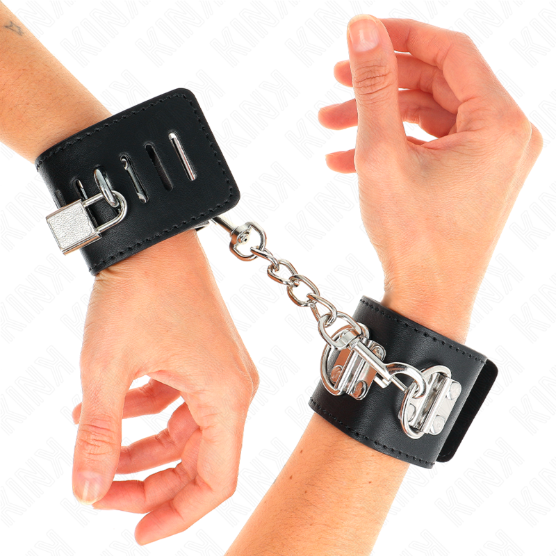 KINK - DISPOSITIVI DI FISSAGGIO PER POLSI MULTIPOSIZIONE CON CHIUSURA A LUCCHETTO NERI REGOLABILI 16-23 CM X 5,5 CM