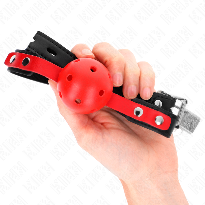 KINK - PALLA RIGIDA ROSSA CAVA 4 CM BAVAGLIO CINGHIA NERA 60 x 2 CM REGOLABILE 37-52 CM