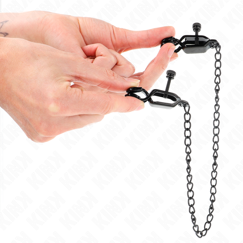 Morsetti per capezzoli a catena piatta neri – 30 cm – KINK