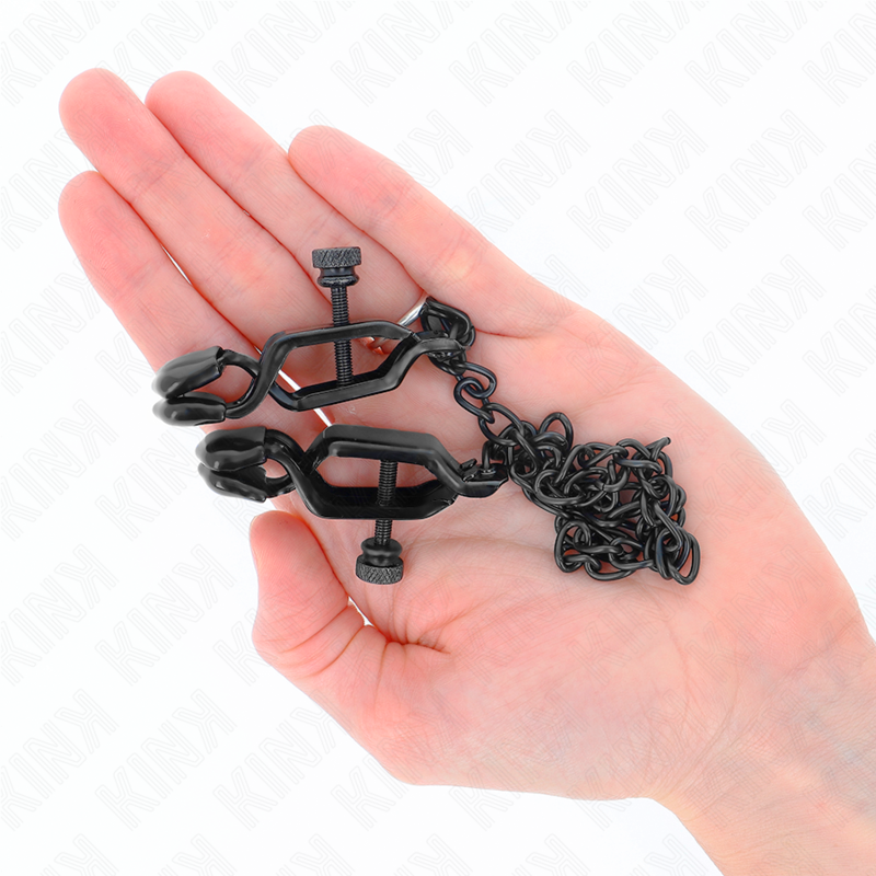 Morsetti per capezzoli a catena piatta neri – 30 cm – KINK