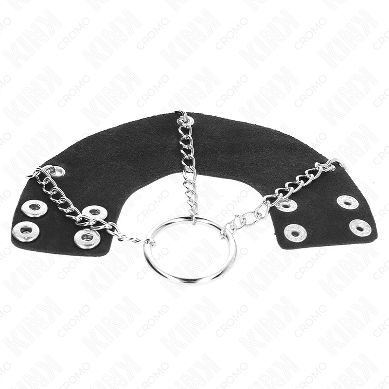 KINK - ANELLO PER PENE 4 CM CATENA 7 CM METALLO CON CINTURA IN PELLE