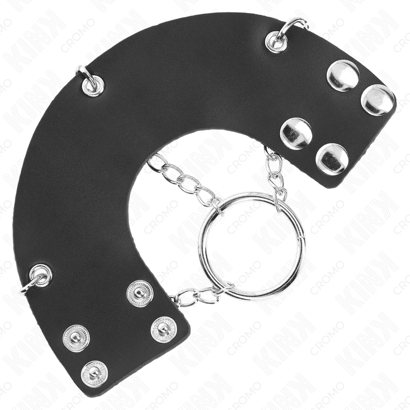KINK - ANELLO PER PENE 4 CM CATENA 7 CM METALLO CON CINTURA IN PELLE