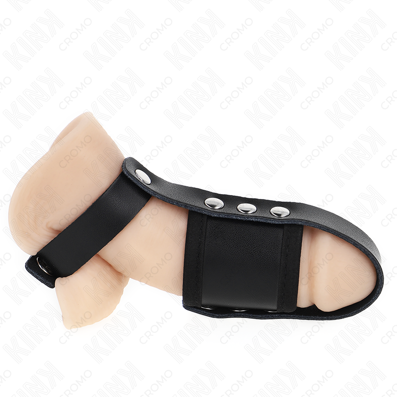 KINK - ANELLO PER GABBIA PER PENE IN PELLE CON CINTURINO REGOLABILE RIVESTITO PER DIVISORI DI PALLINE