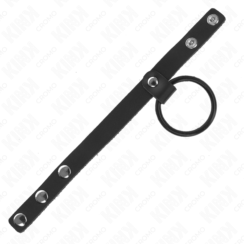 KINK - ANELLO PER PENE IN SILICONE 3,8 CM E DIVISORE PER PALLE IN CUOIO 22 X 1,5 CM
