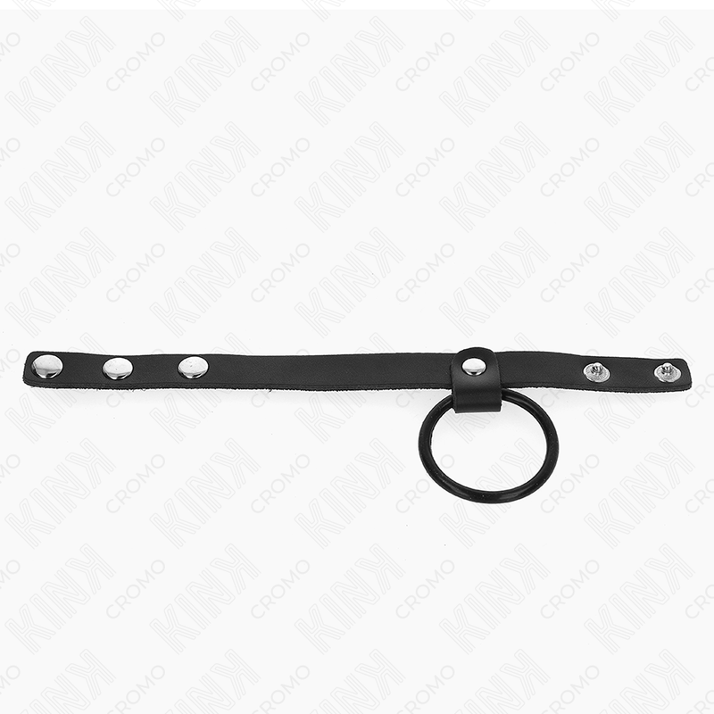 KINK - ANELLO PER PENE IN SILICONE 3,8 CM E DIVISORE PER PALLE IN CUOIO 22 X 1,5 CM