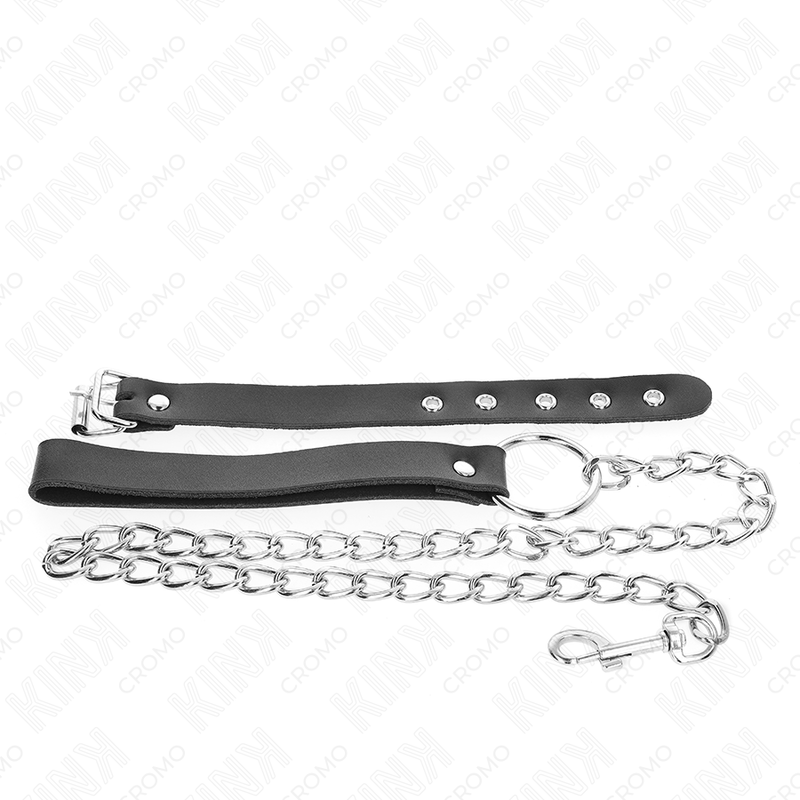 KINK - ANELLO PER PENE IN PELLE CON CINTURINO 21,5 X 2 CM E CATENA IN METALLO 60 CM