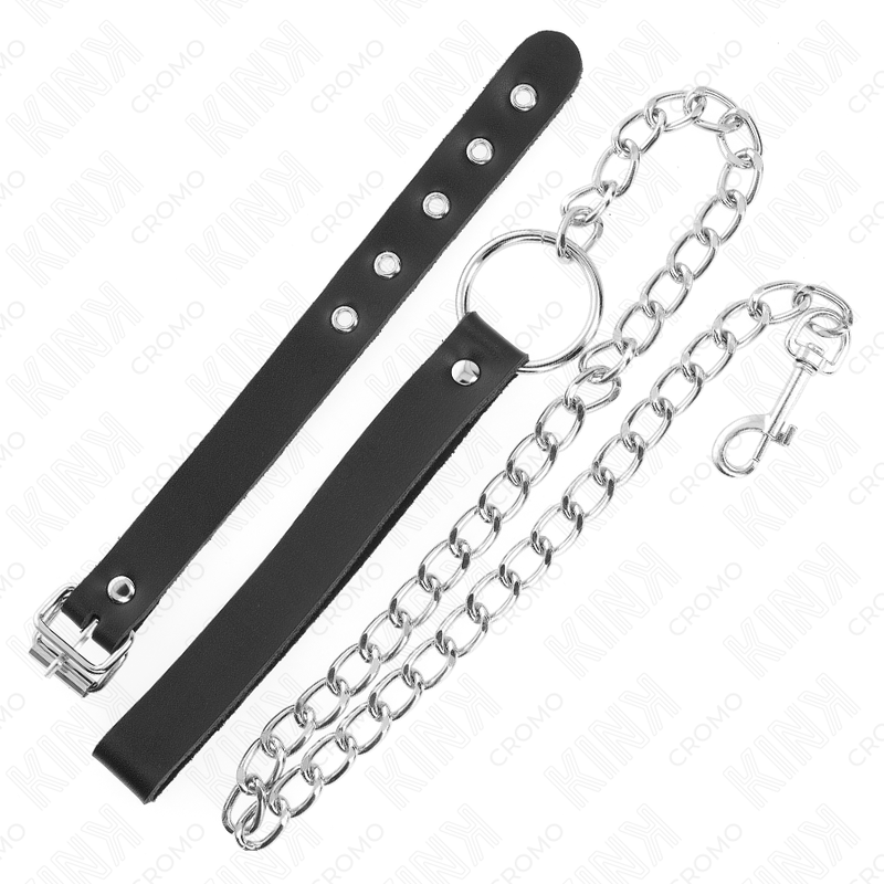 KINK - ANELLO PER PENE IN PELLE CON CINTURINO 21,5 X 2 CM E CATENA IN METALLO 60 CM