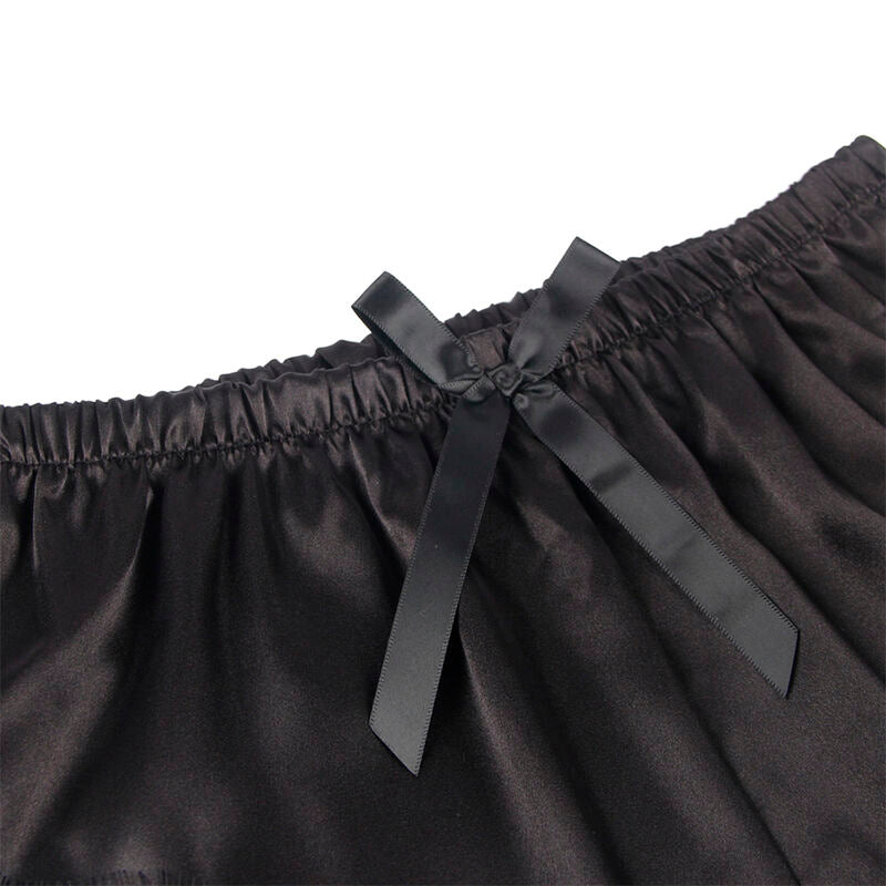 SUBBLIME - 953935 CAMICIA DA NOTTE CASUAL IN SETA + PANTALONI IN PIZZO NERO S/M