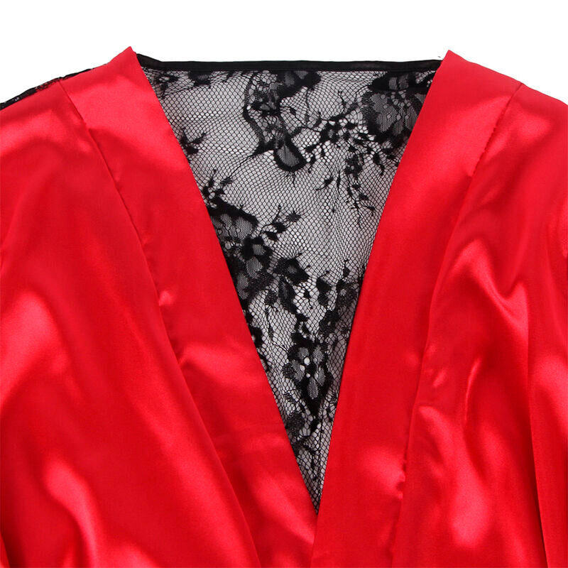 SUBBLIME - 954017 CANOTTIERA IN PIZZO CON SCHIENA TRASPARENTE + PERIZOMA ROSSO/NERO S/M
