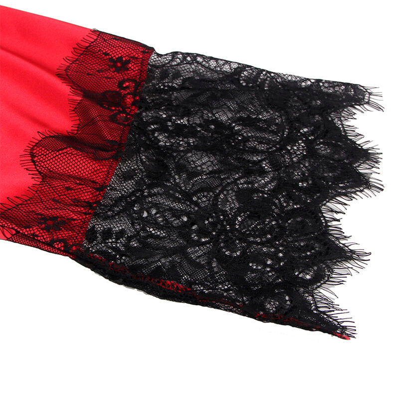 SUBBLIME - 954024 CANOTTIERA IN PIZZO CON SCHIENA TRASPARENTE + PERIZOMA ROSSO/NERO L/XL