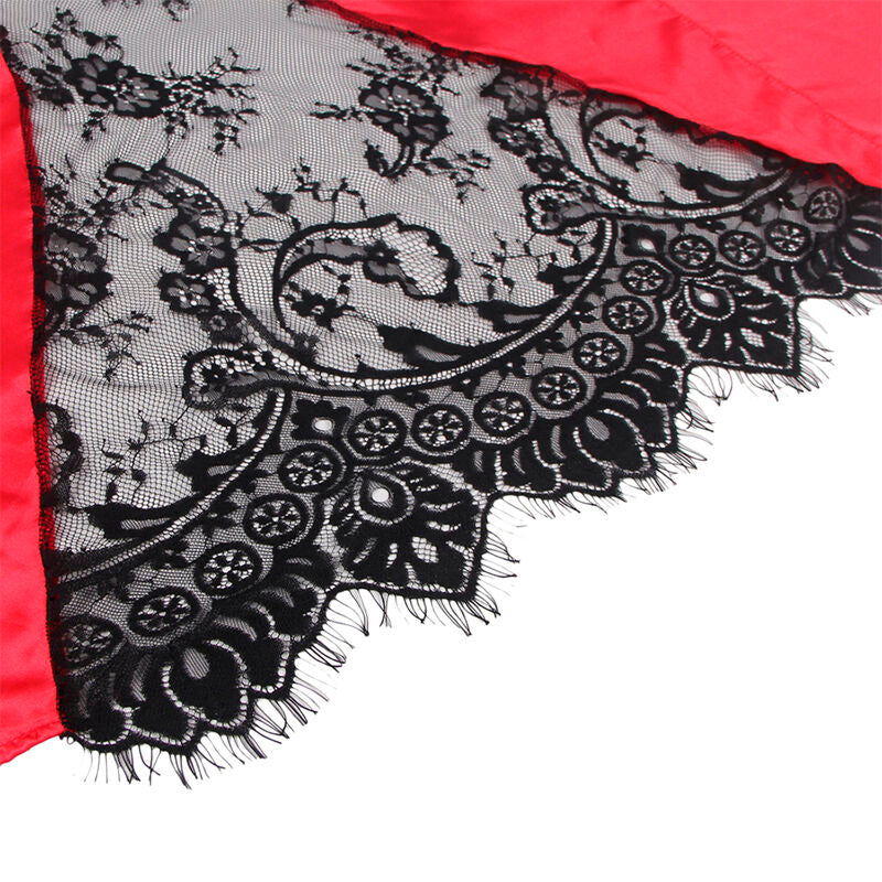 SUBBLIME - 954024 CANOTTIERA IN PIZZO CON SCHIENA TRASPARENTE + PERIZOMA ROSSO/NERO L/XL