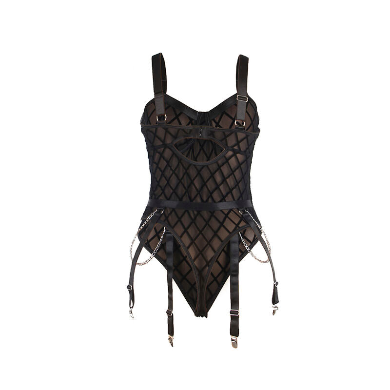 SUBBLIME - 954260 BODY CON CATENE + GIARRETTIERA NERO S/M