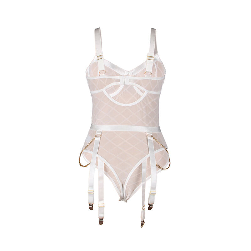 SUBBLIME - 954291 BODY CON CATENE + GIARRETTIERA BIANCO L/XL