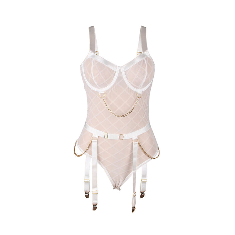 SUBBLIME - 954291 BODY CON CATENE + GIARRETTIERA BIANCO L/XL