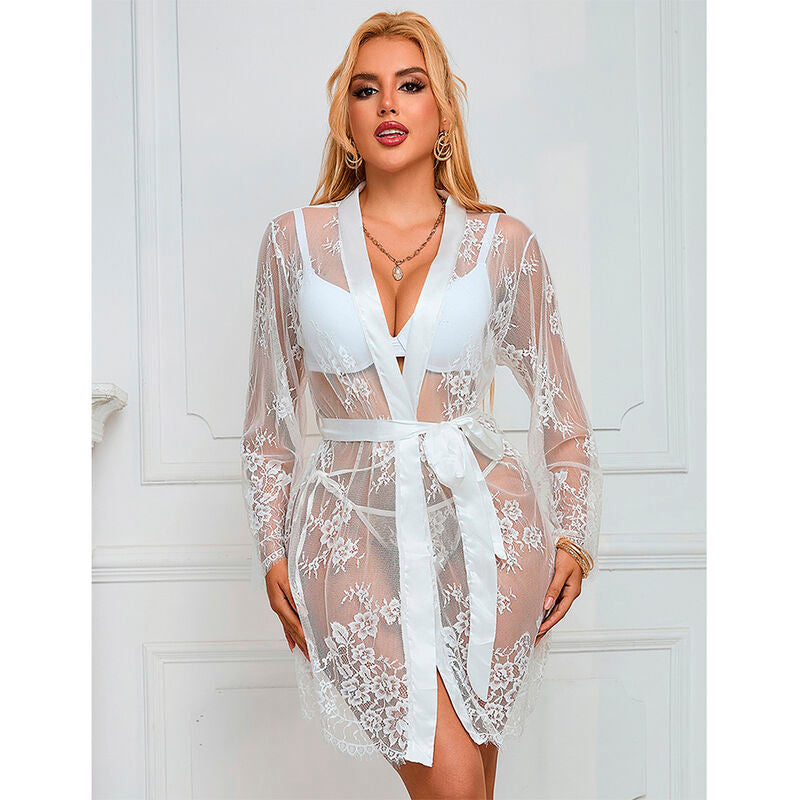 SUBBLIME - 954369 CAMICIA DA NOTTE A MANICHE LUNGHE CON DISEGNO FLOREALE BIANCA S/M