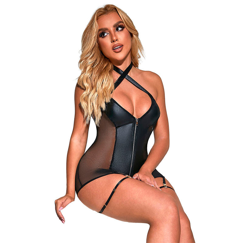 SUBBLIME - 954444 ABITO SEXY IN RETE E PELLE NERO S/M