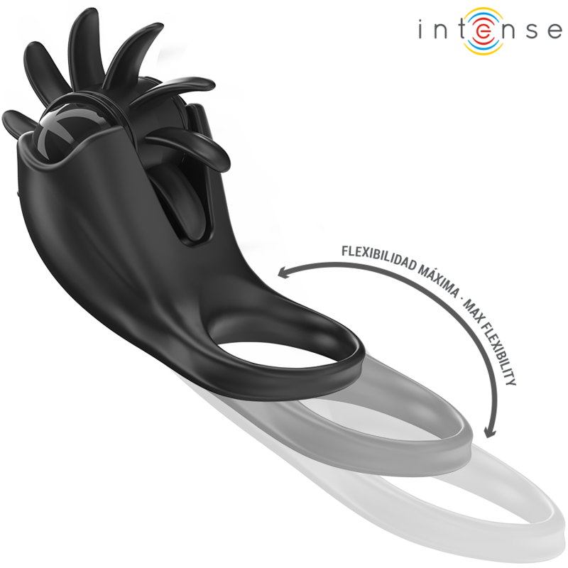 Anello vibrante Mabel con stimolatore clitorideo nero - 10 modalità - INTENSO