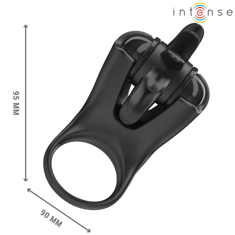 Anello vibrante Mabel con stimolatore clitorideo nero - 10 modalità - INTENSO
