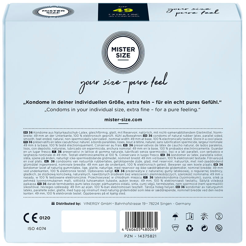 Preservativo MISTER SIZE Taglia S – 49 mm – 36 unità