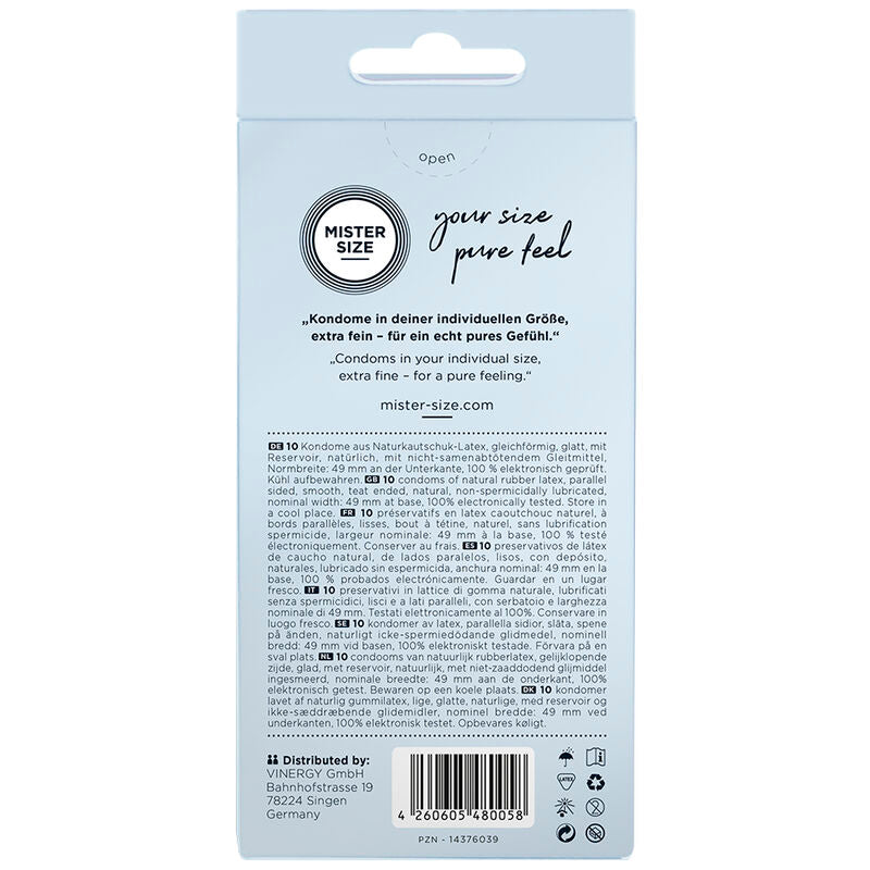 Preservativi ultrasottili taglia S 49 mm – 10 unità – MISTER SIZE
