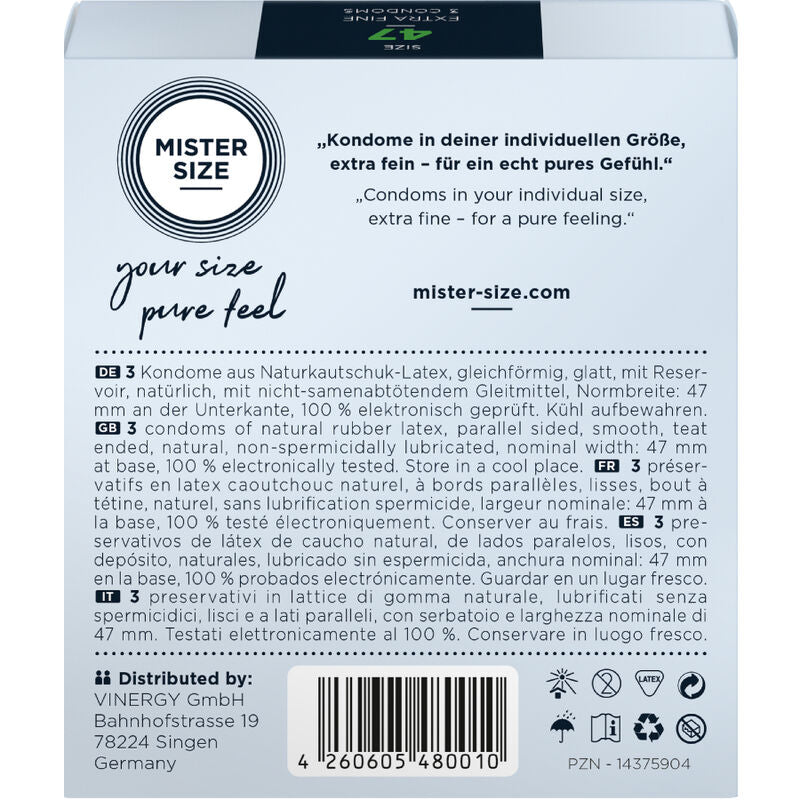 Preservativi MISTER SIZE Taglia XS – 47 mm – 3 unità