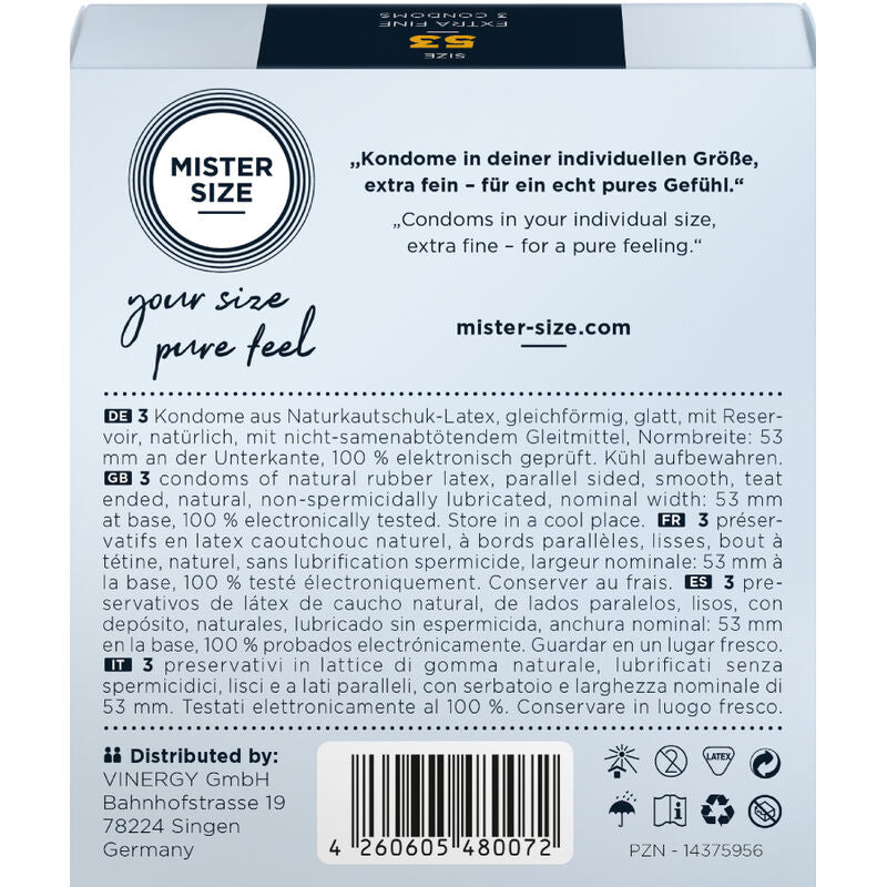 Preservativi MISTER SIZE Taglia M 53 mm - 3 Unità