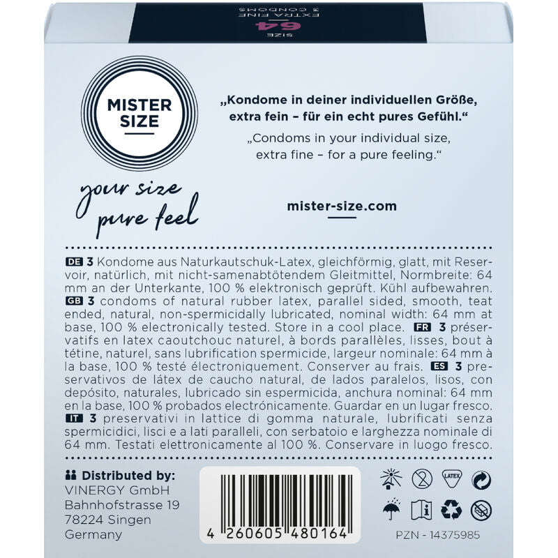Preservativi Ultra-Sottili Taglia XXL 64 mm - 3 Unità - MISTER SIZE