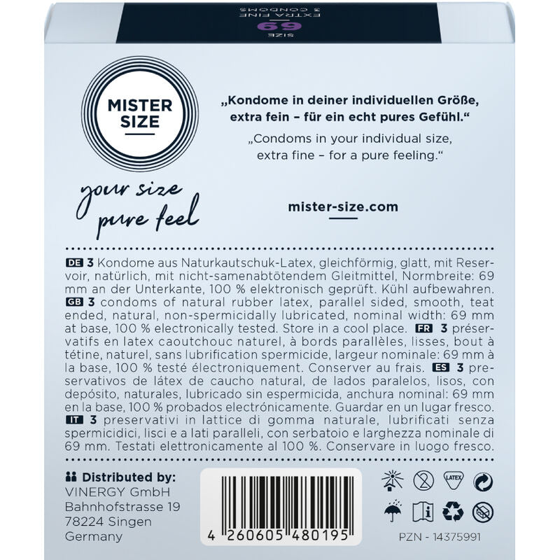 Preservativi taglia XXXL 69 mm – 3 unità – MISTER SIZE