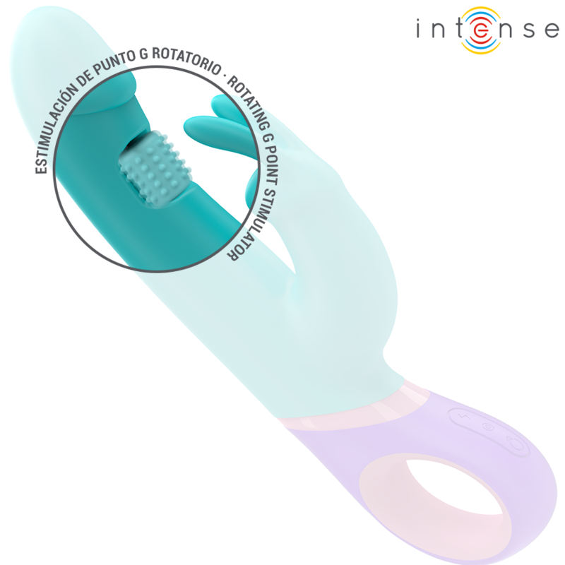 INTENSE - VIBRATORE MONICA RABBIT CON STIMOLATORE ROTANTE PUNTO G BLU