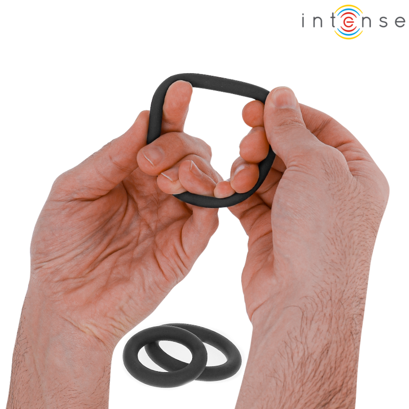 INTENSE - HUGH 3 ANELLI PER PENE IN SILICONE BASE NERI