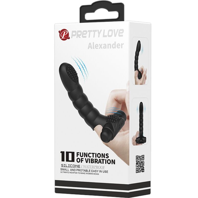 PRETTY LOVE - VIBRATORE DA DITO ALEXANDER 10 VIBRAZIONI NERO