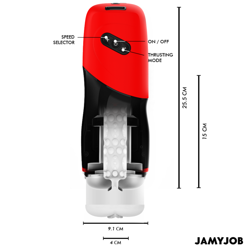 Masturbatore automatico a spinta con suono | 5 modalità | Nero/Rosso - JAMYJOB XPEED