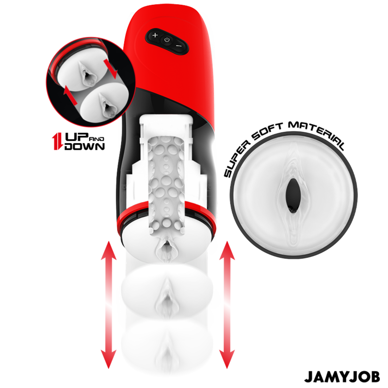 Masturbatore automatico a spinta con suono | 5 modalità | Nero/Rosso - JAMYJOB XPEED