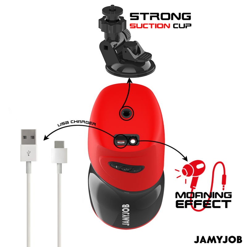 Masturbatore automatico a spinta con suono | 5 modalità | Nero/Rosso - JAMYJOB XPEED