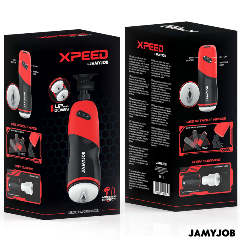 Masturbatore automatico a spinta con suono | 5 modalità | Nero/Rosso - JAMYJOB XPEED