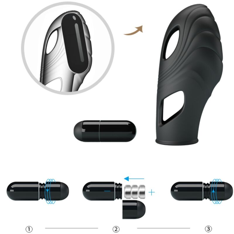 PRETTY LOVE - VIBRATORE DA DITO IN SILICONE LICH NERO