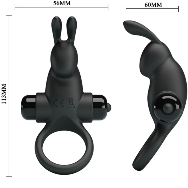 PRETTY LOVE - ANELLO VIBRANTE + STIMOLATORE CLITORIDEO RABBIT 10 VIBRAZIONI NERO