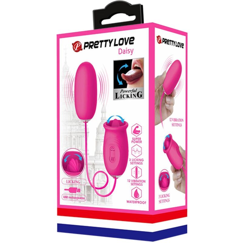 PRETTY LOVE - UOVA VIBRANTE MARGHERITA + LINGUA STIMOLANTE CLITORIDE ROSA