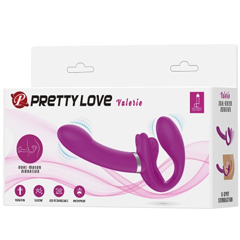 PRETTY LOVE - VALERIE DOPPIO VIBRATORE STRAP-ON 12 VIBRAZIONI VIOLA