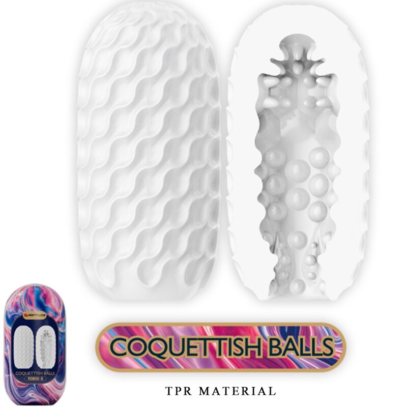 PRETTY LOVE - MASTURBATORE MASCHILE IN SILICONE CON PALLE CIVETTIVE BIANCO