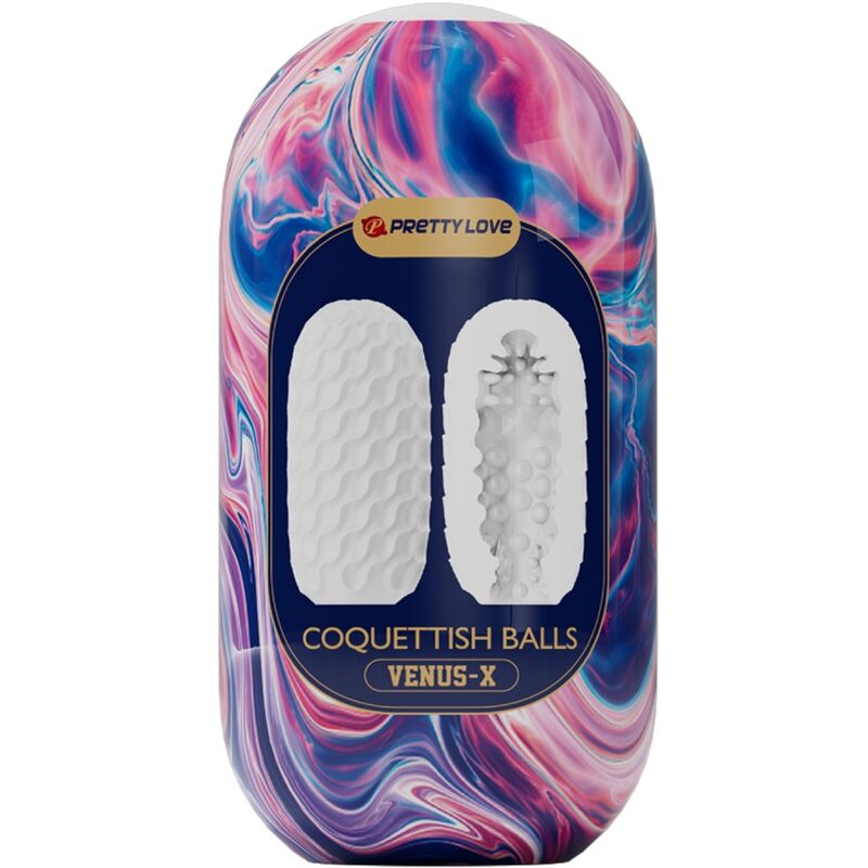 PRETTY LOVE - MASTURBATORE MASCHILE IN SILICONE CON PALLE CIVETTIVE BIANCO