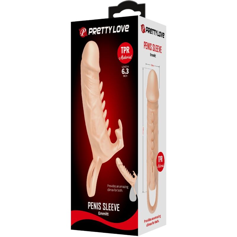 PRETTY LOVE - EMMIT GUAINA PER PENE + STIMOLATORE CLITORIDEO FLESH