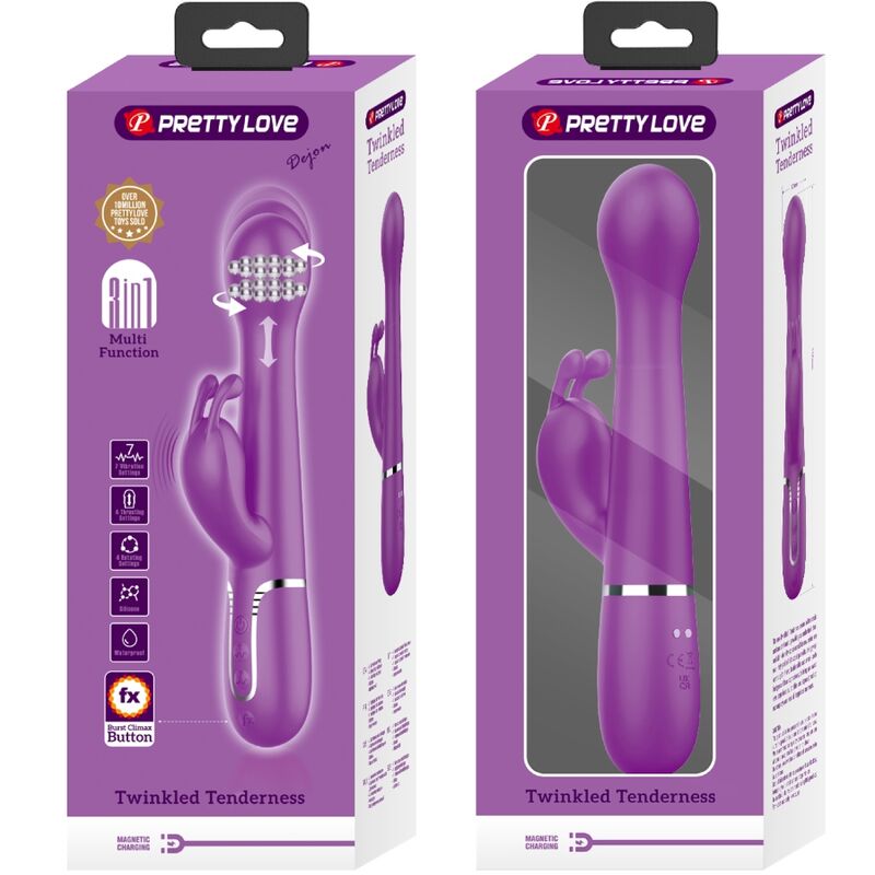 PRETTY LOVE - DEJON VIBRATORE CONIGLIO MULTIFUNZIONE 3 IN 1 VIOLA