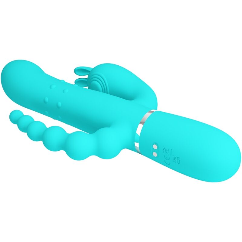 PRETTY LOVE - CAMMY VIBRATORE MULTIFUNZIONE 4 IN 1 CONIGLIO TRIPLO BLU