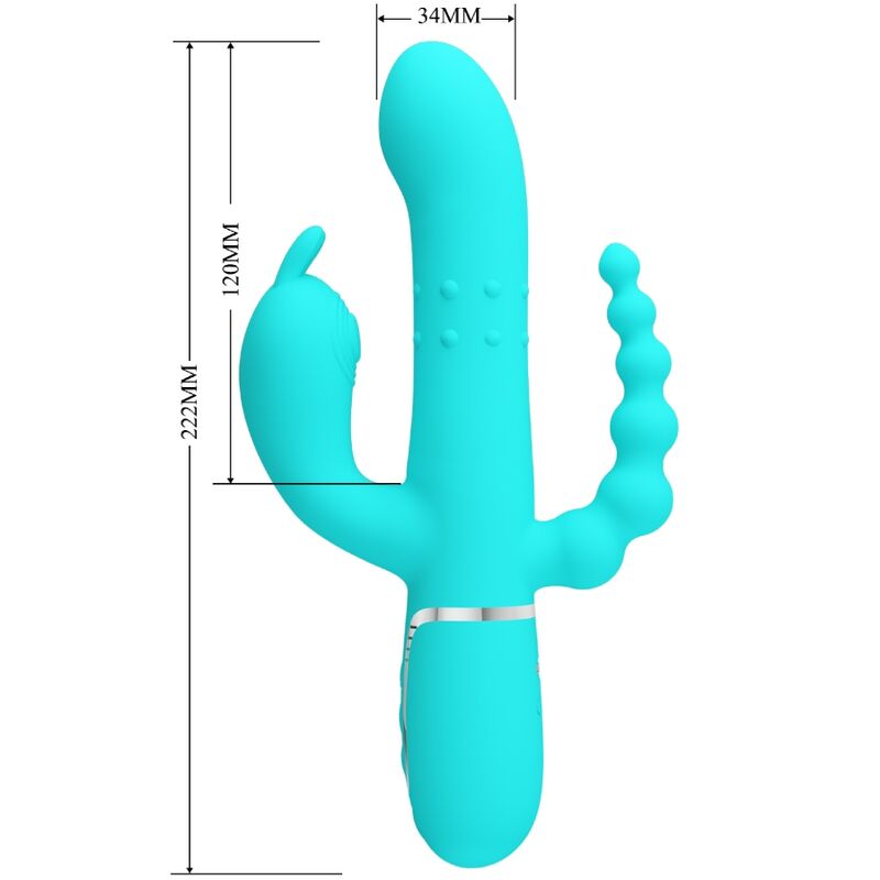 PRETTY LOVE - CAMMY VIBRATORE MULTIFUNZIONE 4 IN 1 CONIGLIO TRIPLO BLU