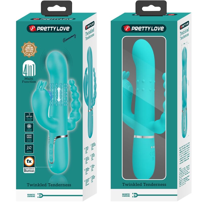 PRETTY LOVE - CAMMY VIBRATORE MULTIFUNZIONE 4 IN 1 CONIGLIO TRIPLO BLU
