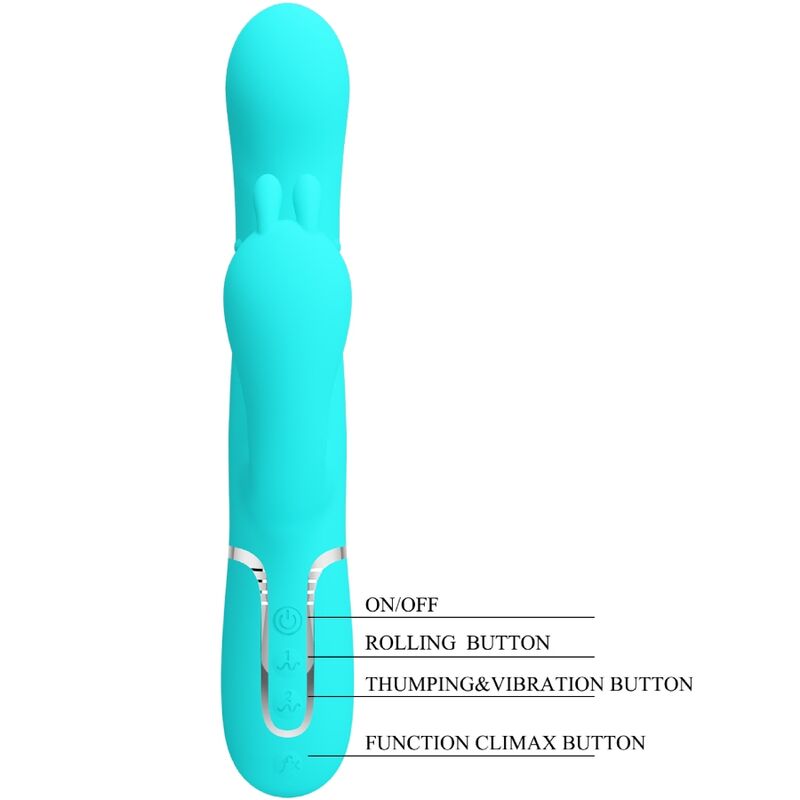 PRETTY LOVE - CAMMY VIBRATORE MULTIFUNZIONE 4 IN 1 CONIGLIO TRIPLO BLU