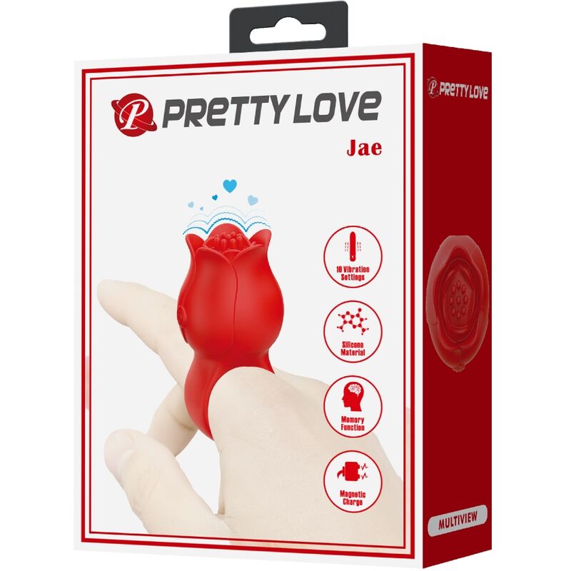 PRETTY LOVE - VIBRATORE A FORMA DI ROSA JAE 10 VIBRAZIONI ROSSO